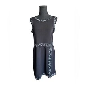 Michael Michael Kors Sleeveless Sheath Dress Black Geo Trim | Size M I21